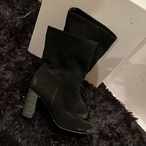 Neiman Marcus “Binge” black suede ankle boot